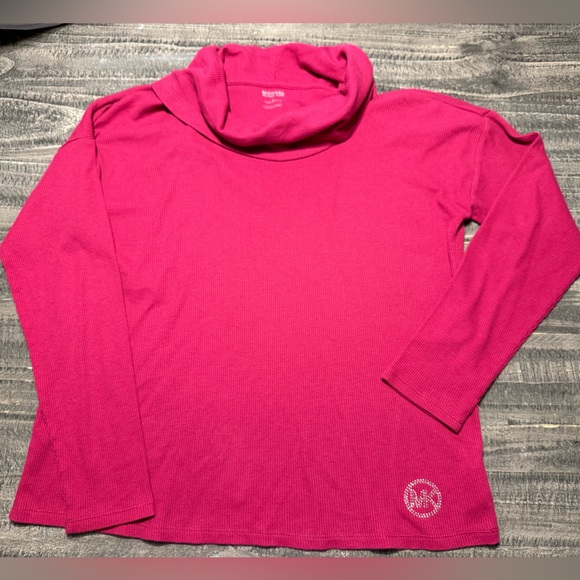Michael Kors Tops - Michael Kors Hot Pink Waffle Knit cowl neck pullover sweater